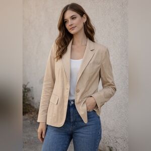 Nwt i.e. Beige Pinstripe One-Button Blazer